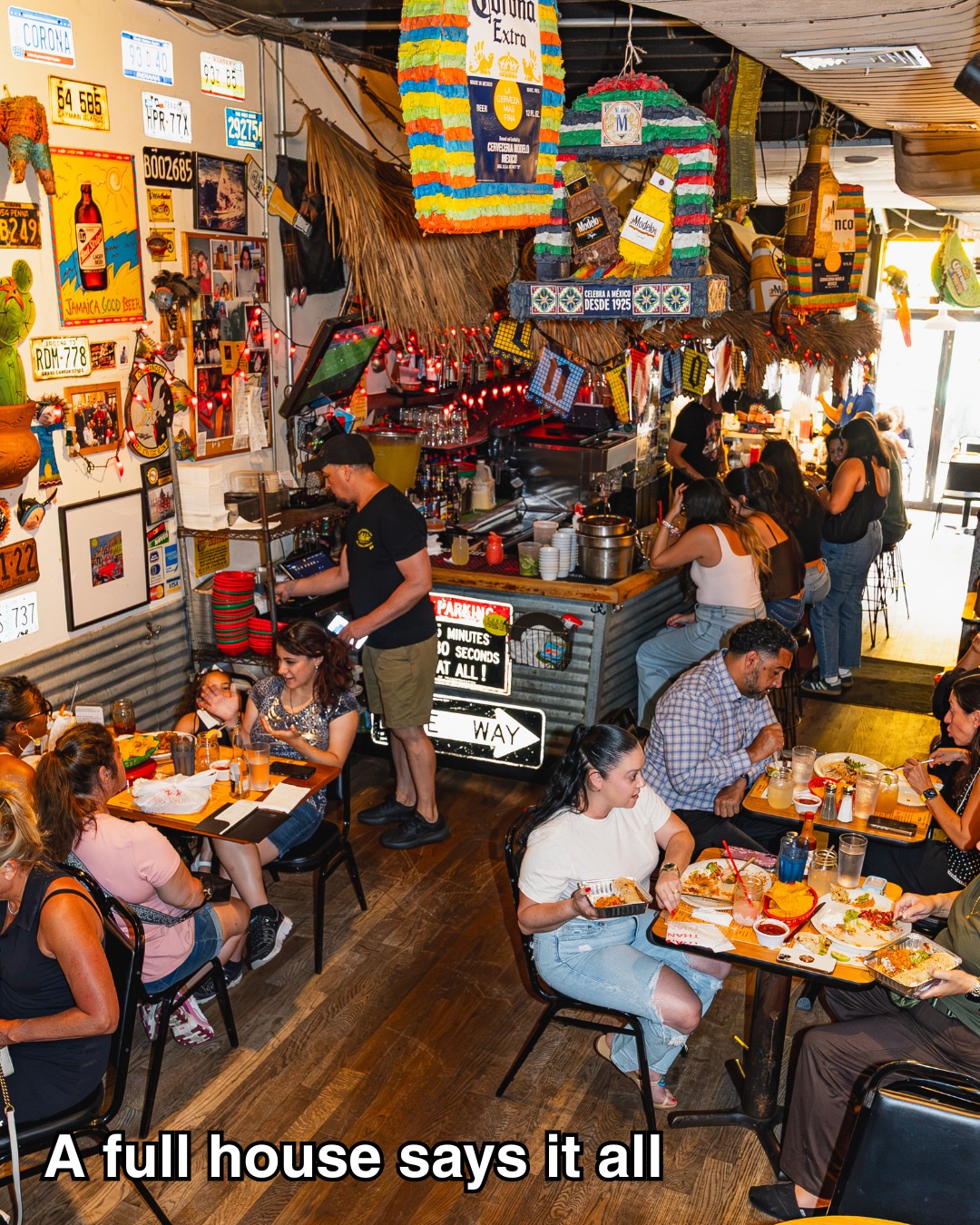Guests dining at 5 Burro Cafe restaurant in Forest Hills, NY